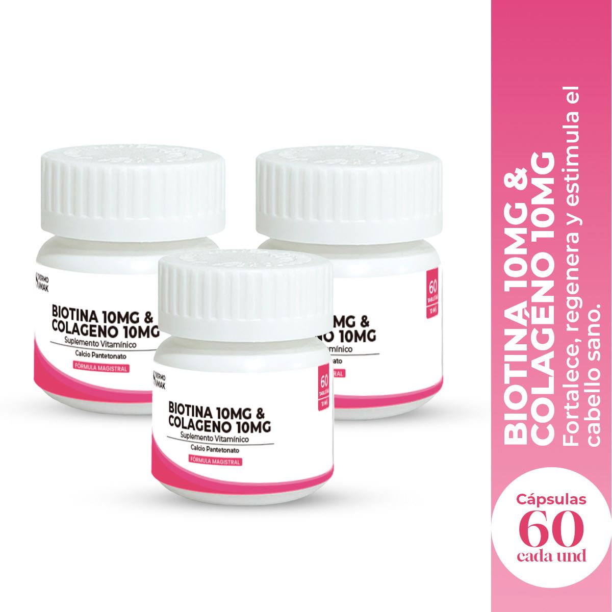 Biotina 10mg & Colágeno 10mg 60 capsulas Dermo Sumak 3 Uni