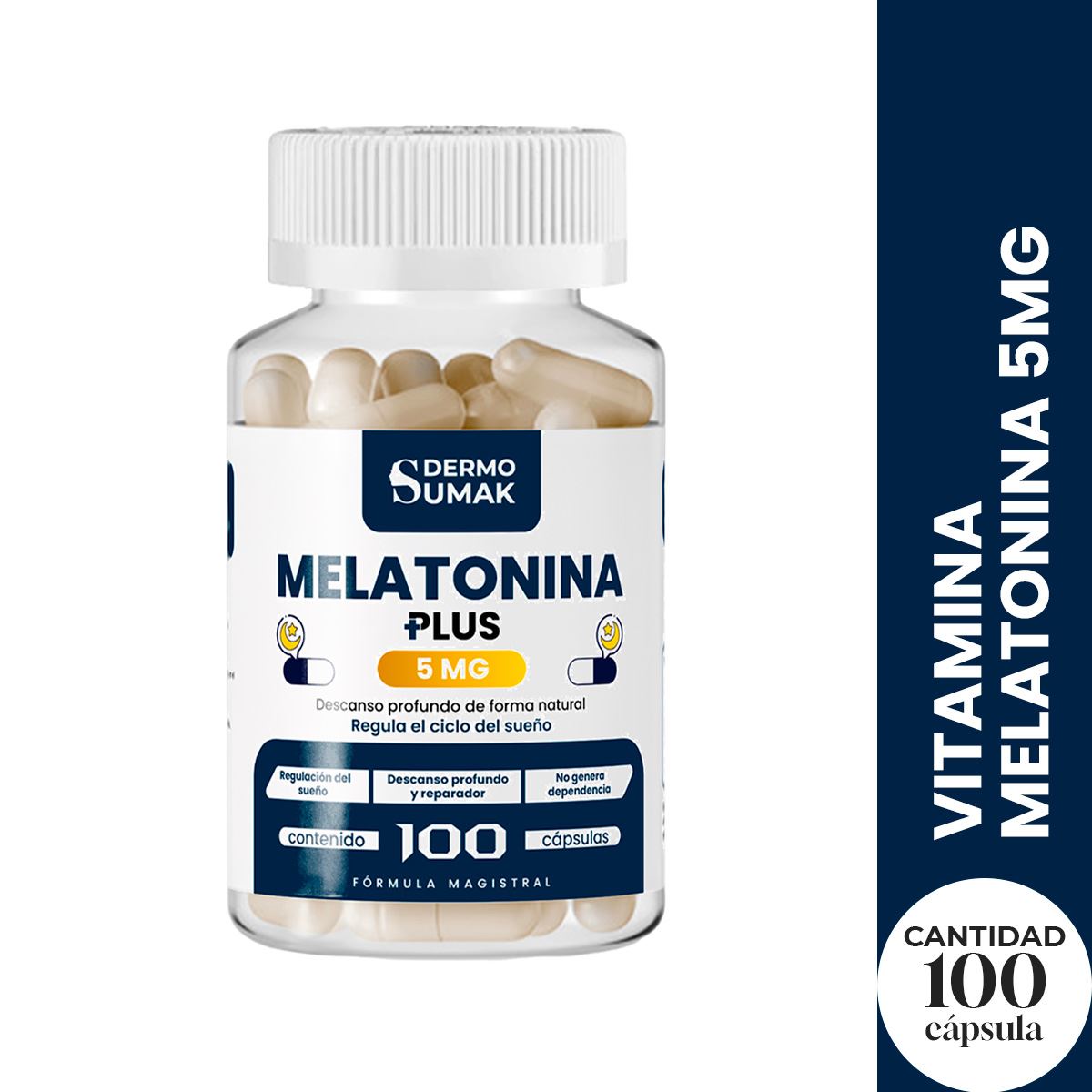 Melatonina Plus 5Mg - 100 Cap - Dermo Sumak + Regalo Pastillero