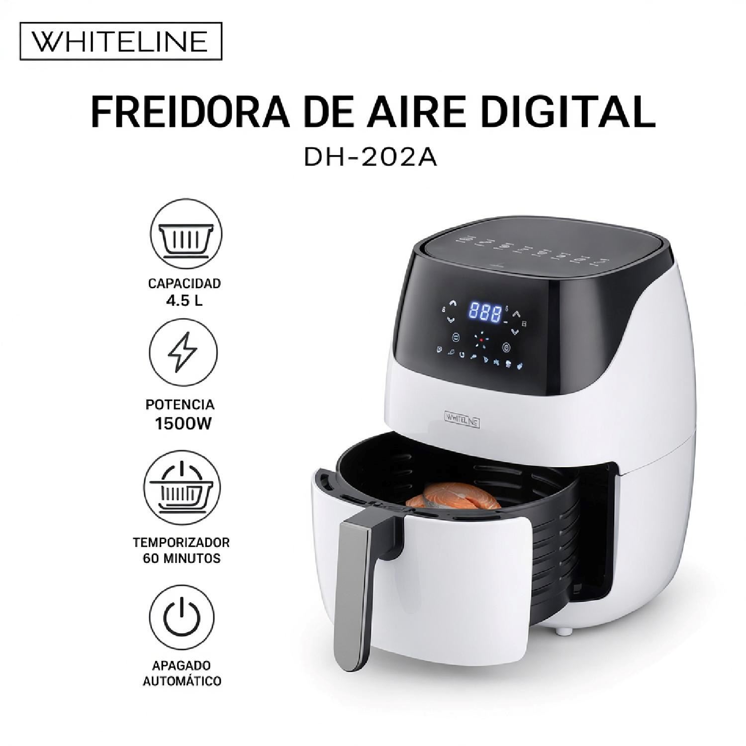Freidora de Aire Digital de 4 5L Whiteline DH-202A Blanco