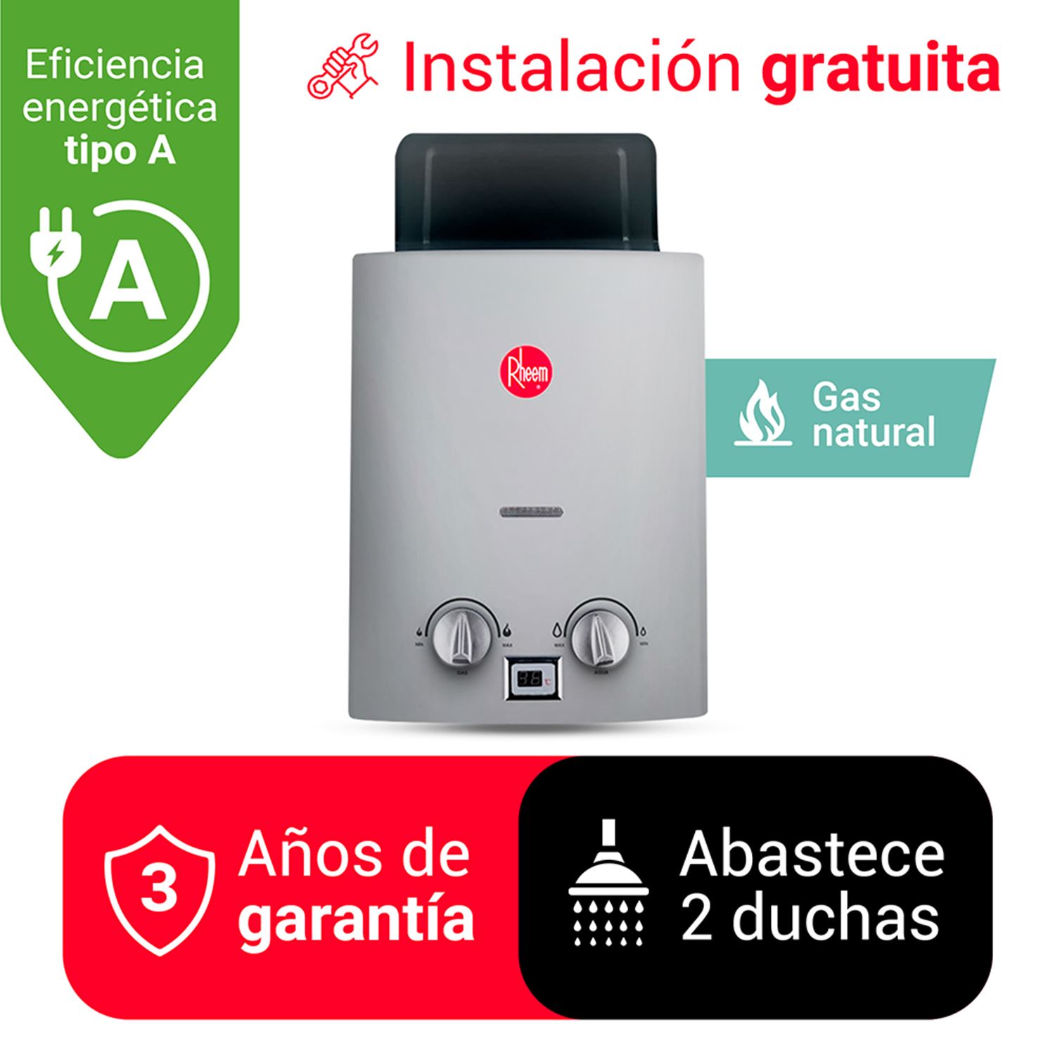 TERMA A GAS 8L GAS NATURAL GN - TIRO NATURAL SIN DUCTO