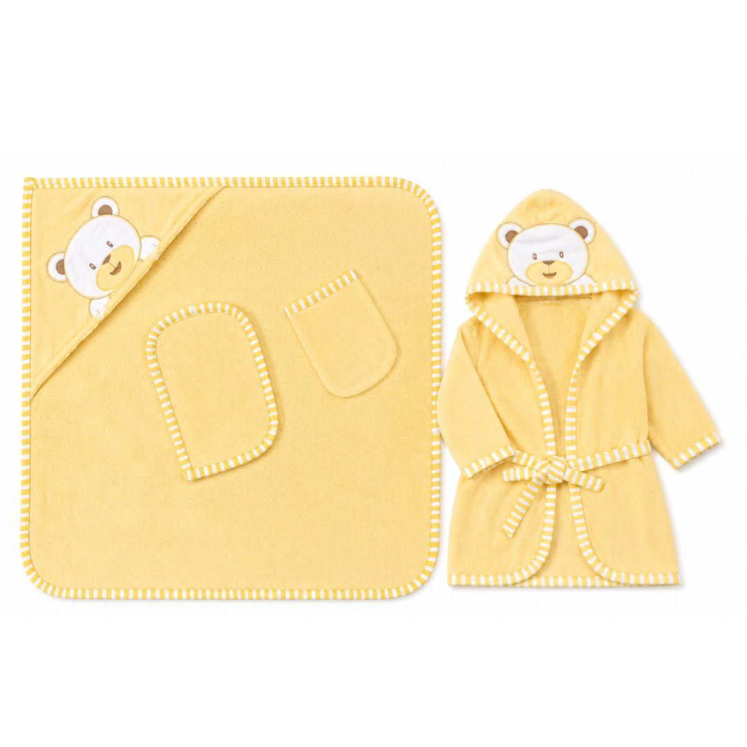 Set de Baño de Bebé con Toalla Salida de Baño Manopla y Babita