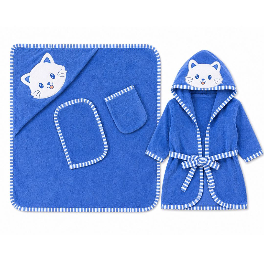 Set de Baño de Bebé con Toalla Salida de Baño Manopla y Babita