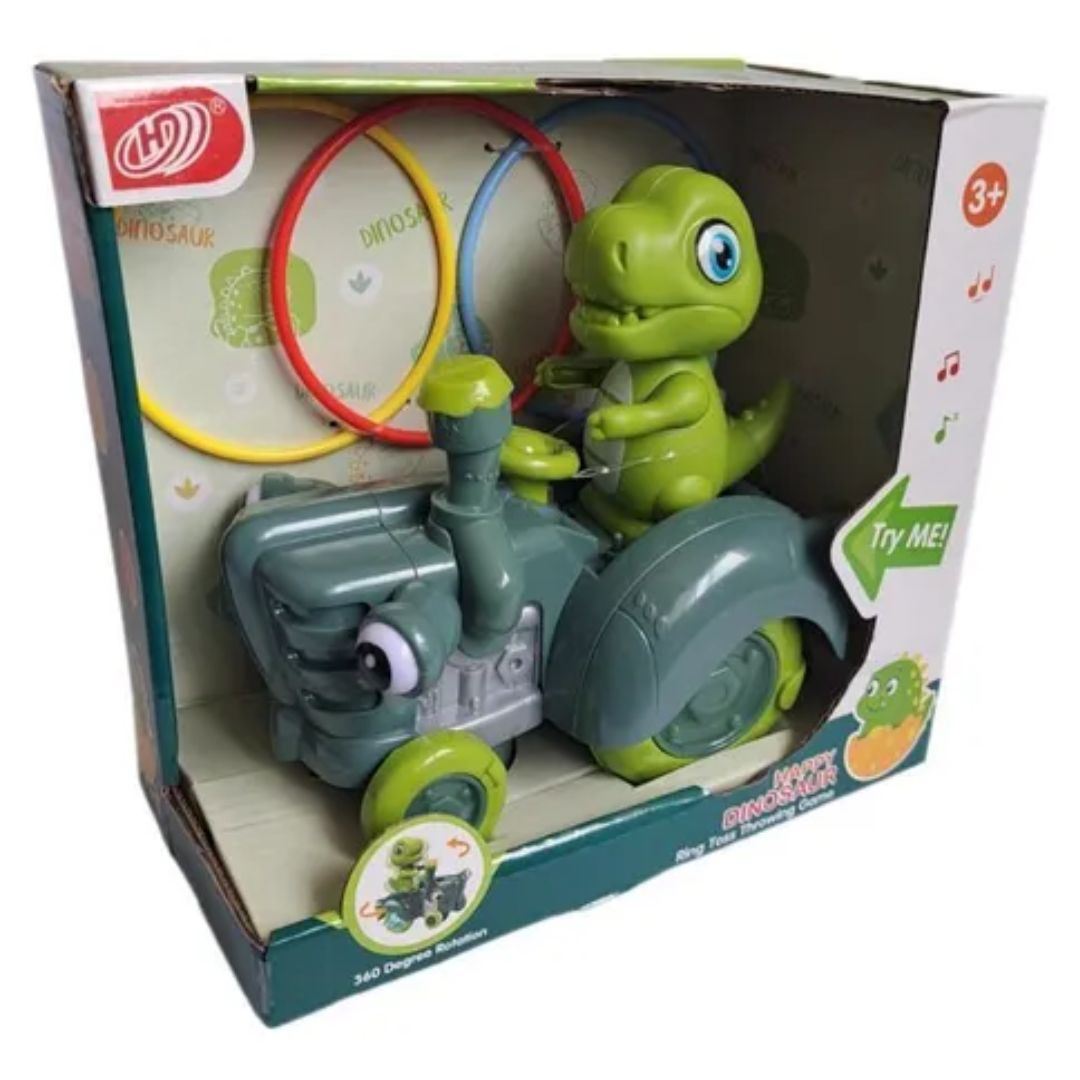 Coche LED de dinosaurio a pilas musical Tractor LED Happy Dinosaurio interactivo