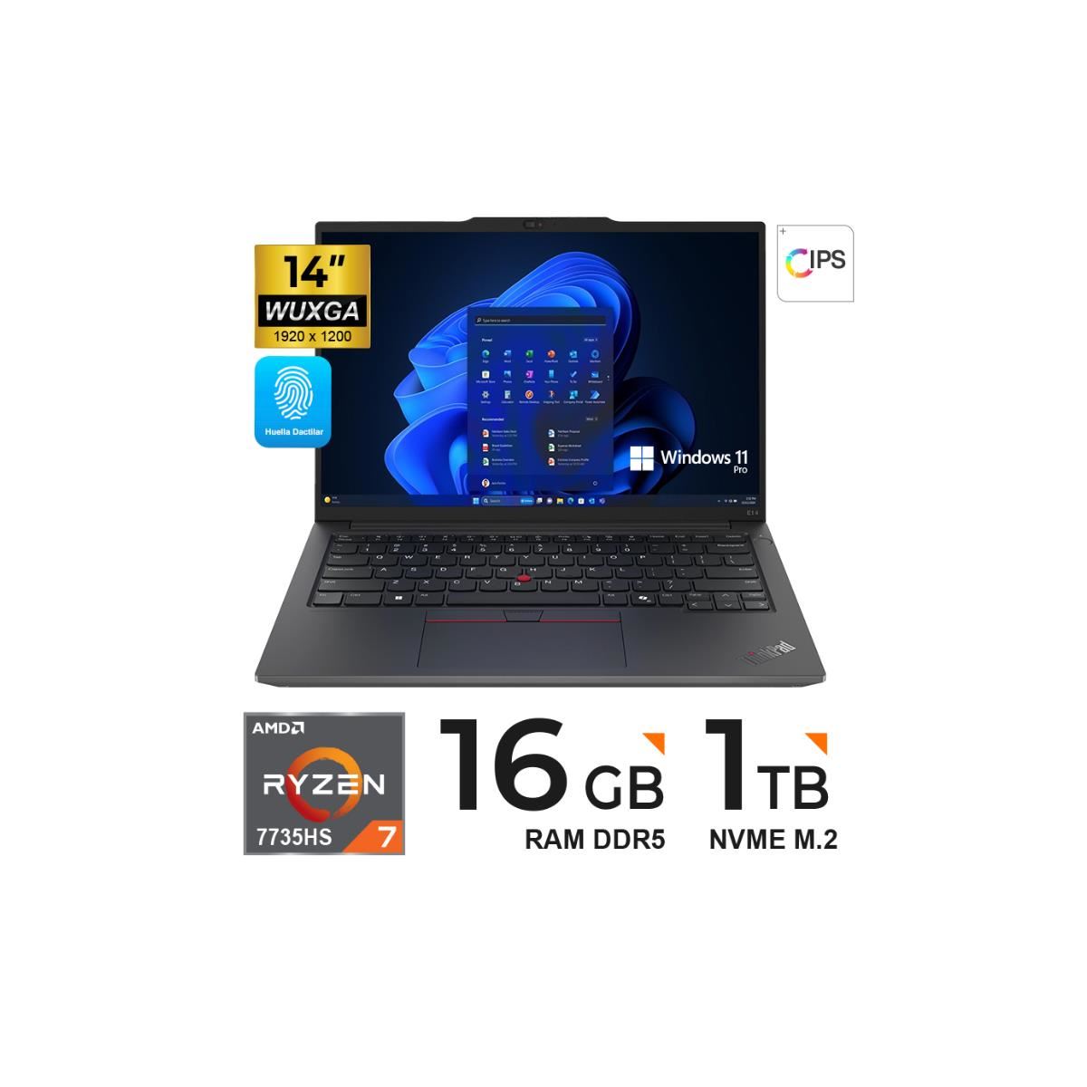 Laptop Lenovo ThinkPad E14 Gen 6 14" Ryzen 7 7735HS 16GB 1TB W11 Pro