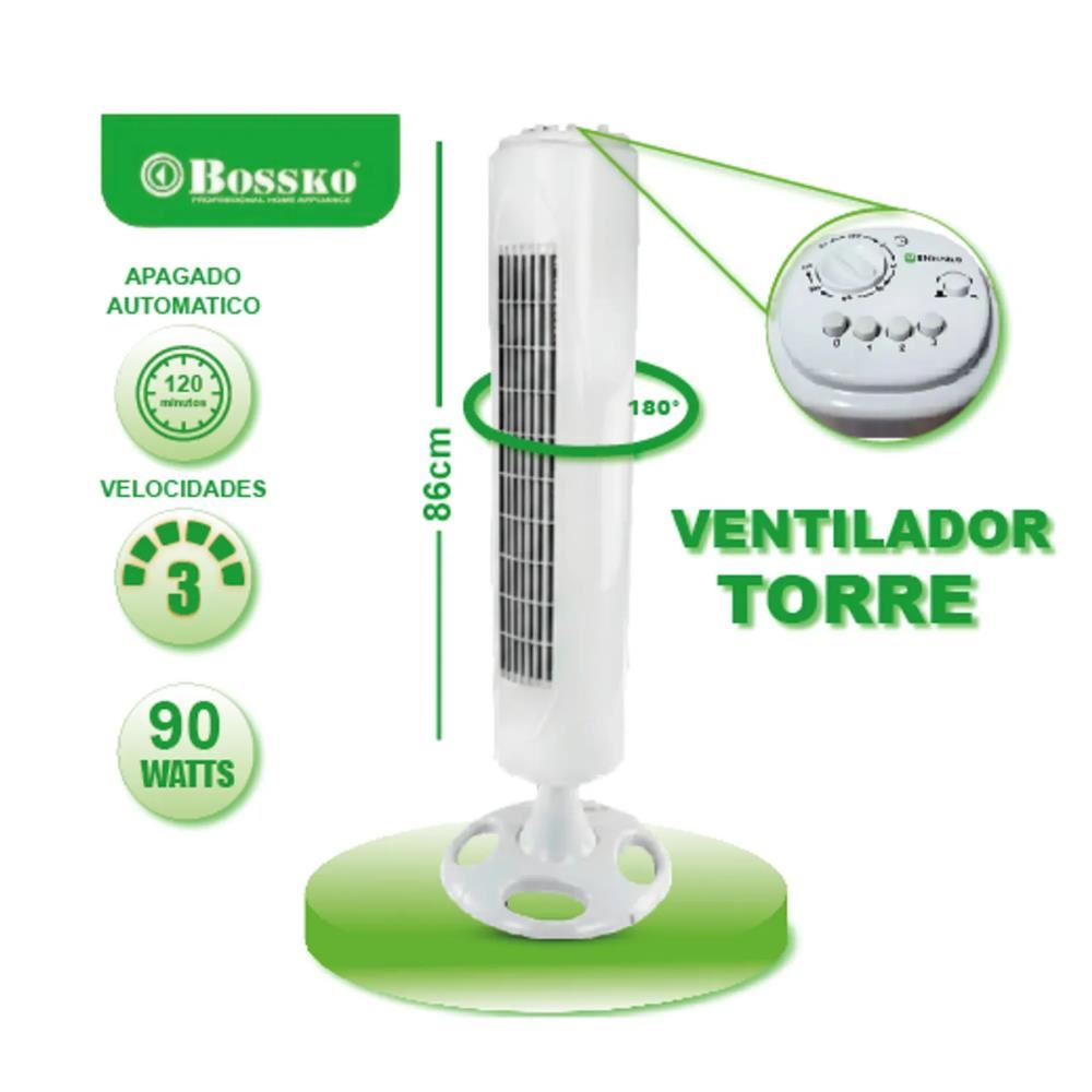 Ventilador de Torre Silencioso 90W BK-8228VT Blanco