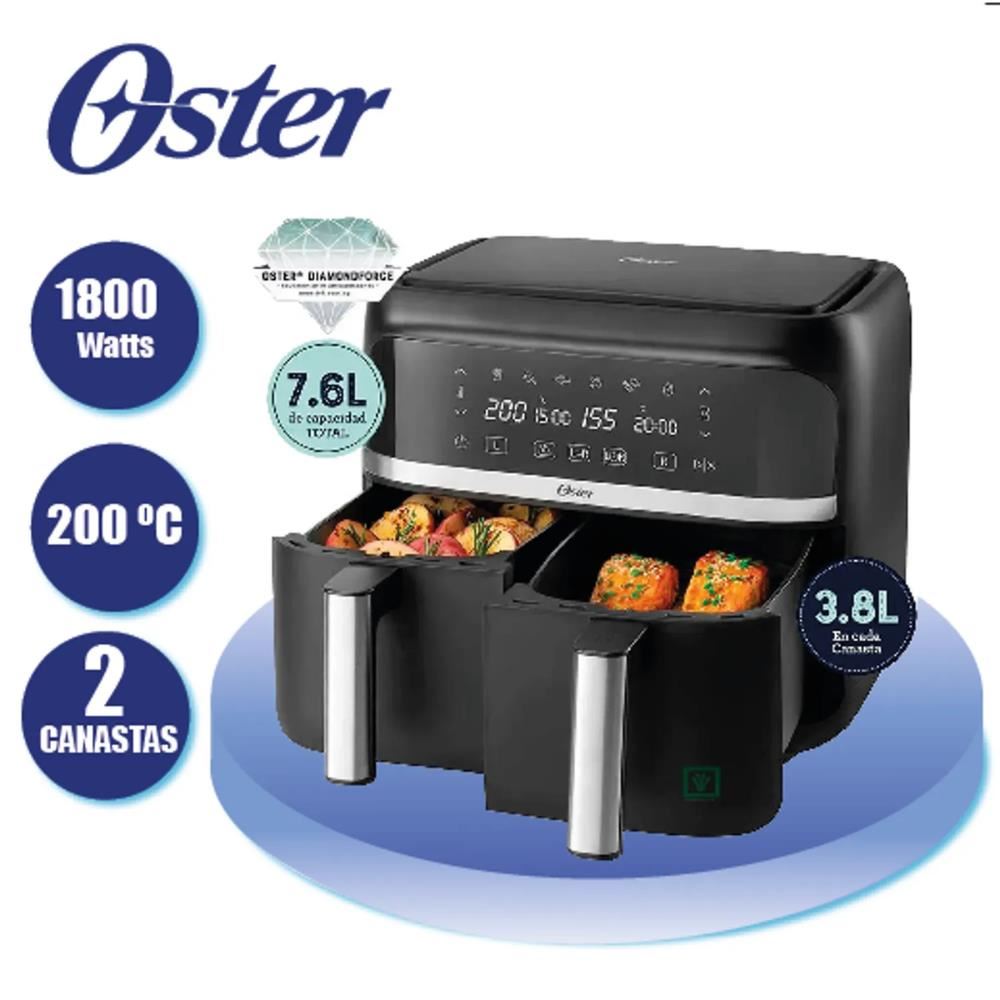 Freidora de Aire Dual Oster 7.6 L Digital con recubrimiento DiamondForce CKSTAF7