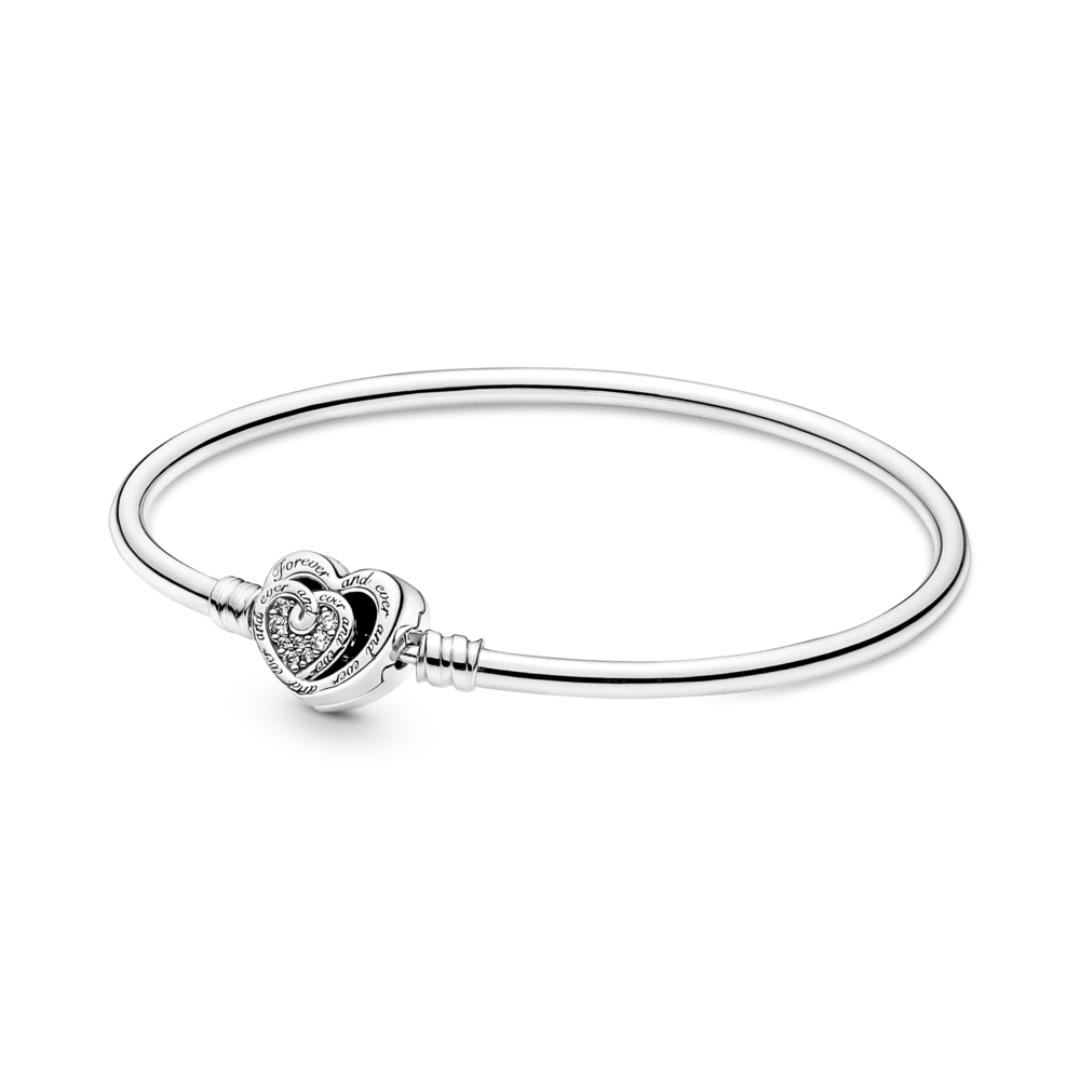 Brazalete rígido Pandora broche de corazones / Talla: 19cm