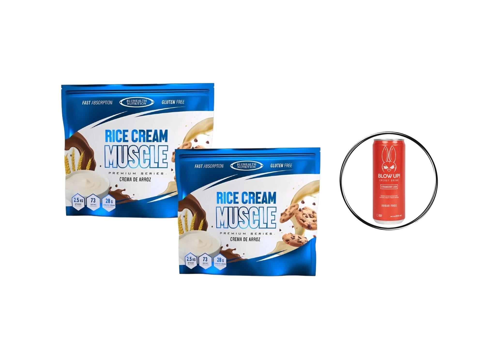 COMBO FITNESS CREMA DE ARROZ BLUEHEALTH 2.5 KG + BLOW UP ENERGY