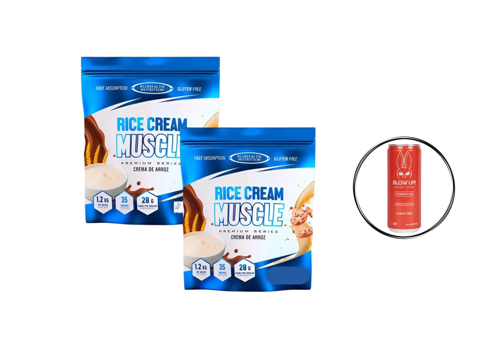 COMBO FITNESS CREMA DE ARROZ BLUEHEALTH 1.2 KG + BLOW UP ENERGY