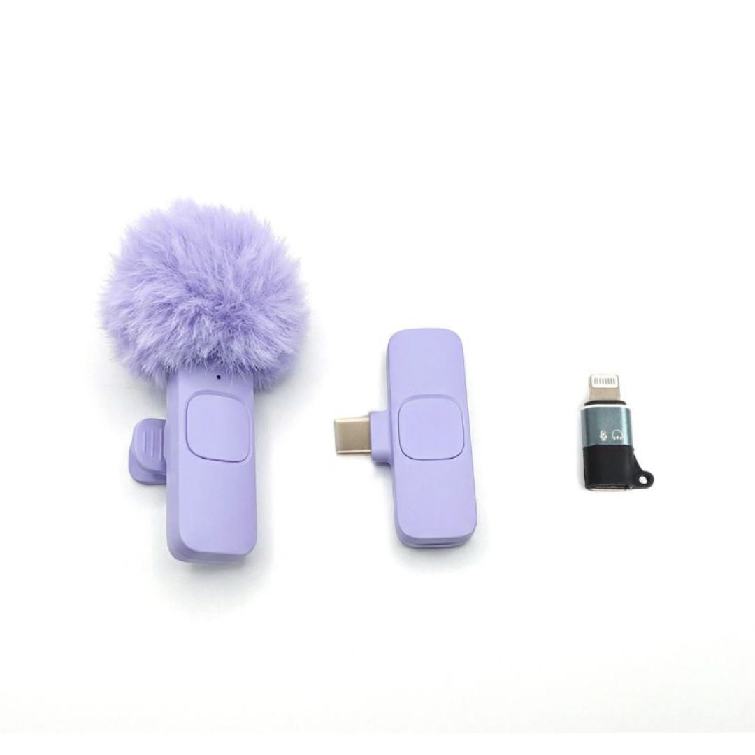 Micrófono Inalámbrico Lila Tipo C + Adaptador iPhone