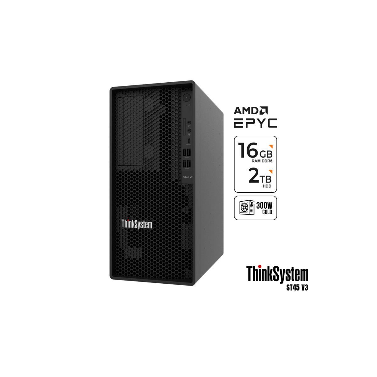 Servidor Lenovo ThinkSystem ST45 V3 EPYC 4124P 16GB 2TB HDD FreeDOS
