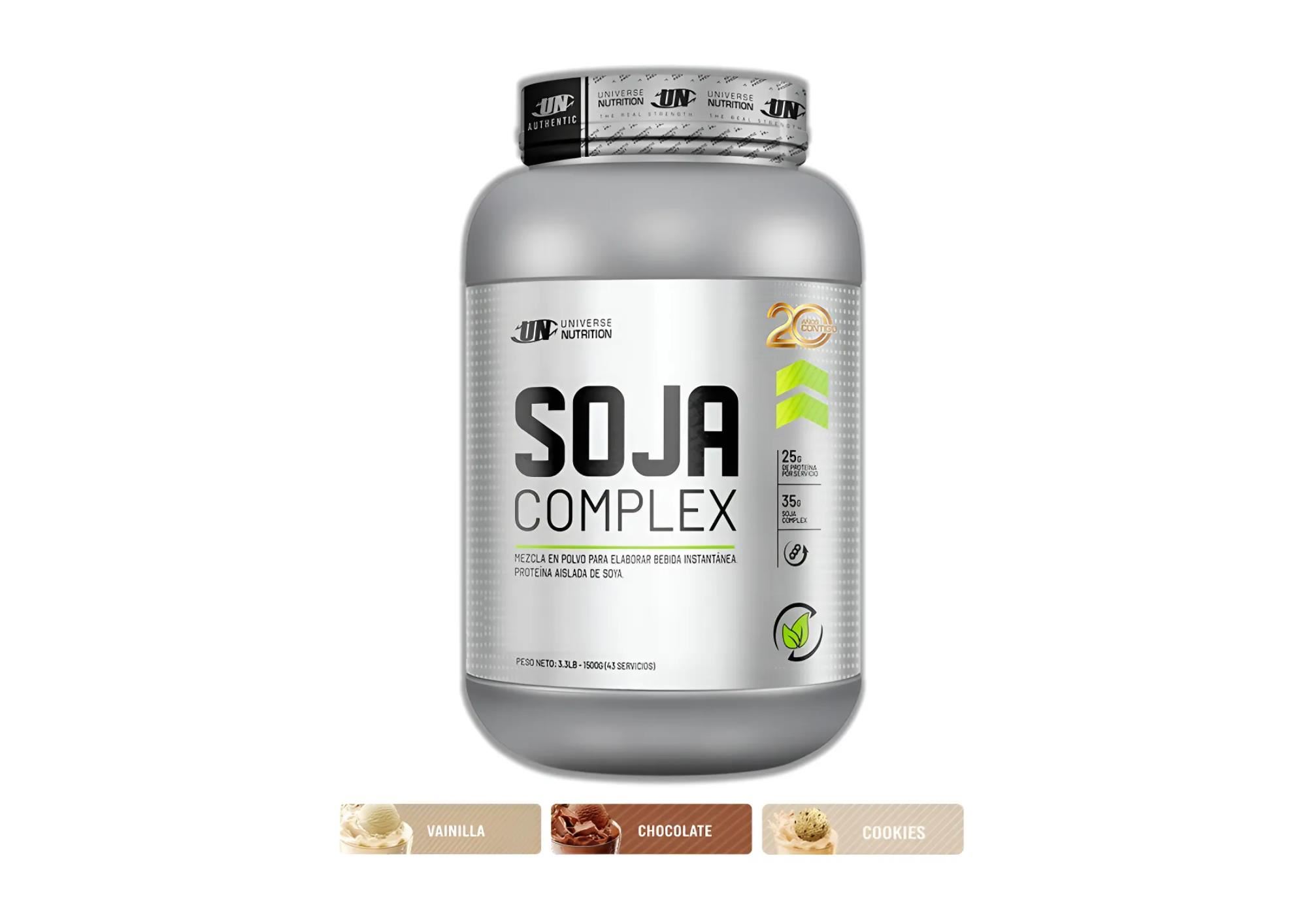 Proteína Vegana UN Soja Complex 1.5 Kg Cookies Sin Lactosa Gluten