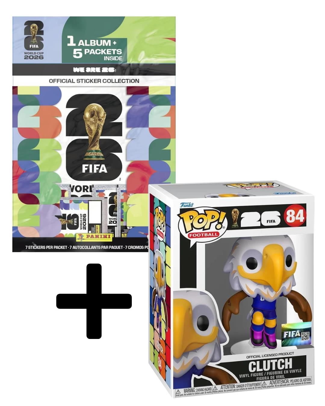 Mundial 2026: Combo Álbum Panini (Tapa Blanda) + 5 Paquetes de Stickers + Funko Clutch Oficial