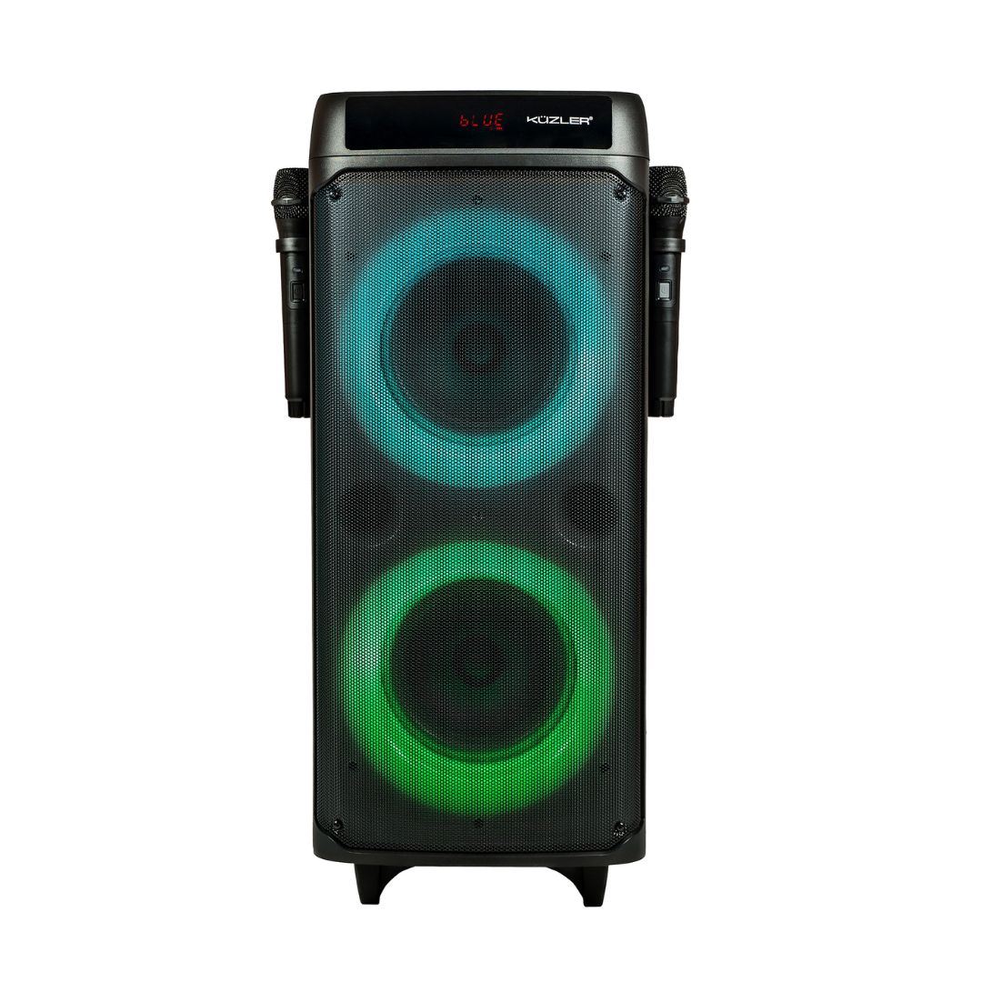 PARLANTE KUZLER KARAOKE CON 2 MICROFONOS 1600W PARTYLOUD-1