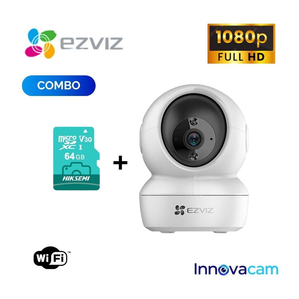 CÁMARA DE SEGURIDAD EZVIZ H6C 1080P WIFI INTERIOR 360 GRADOS AUDIO BIDIRECCIONAL + MEMORIA 64GB HIKVISION