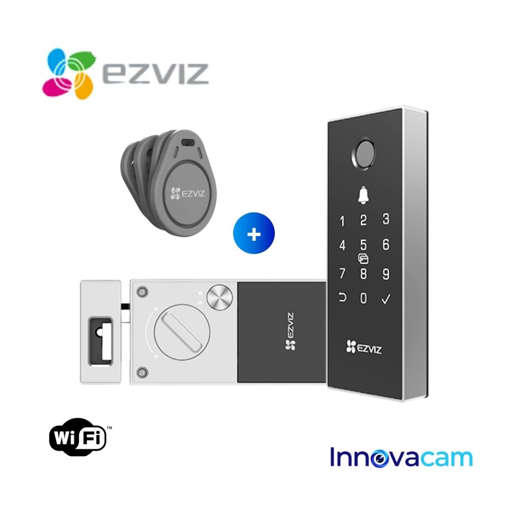 Cerradura Inteligente EZVIZ DL03 Pro con Teclado + Pack 4 Tags Proximidad