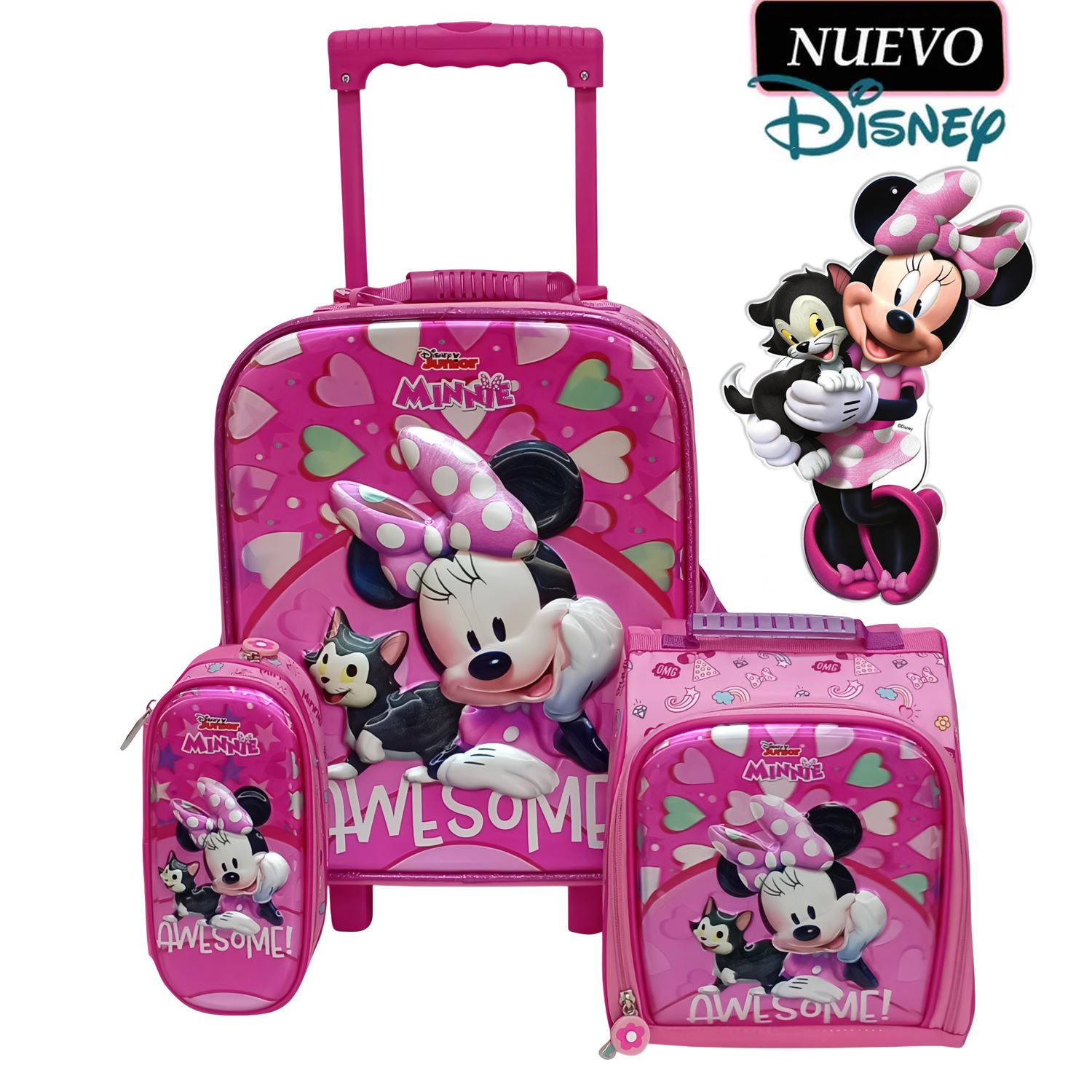 Set de Mochila con Ruedas Oficio Lonchera y Cartuchera Minnie Mouse