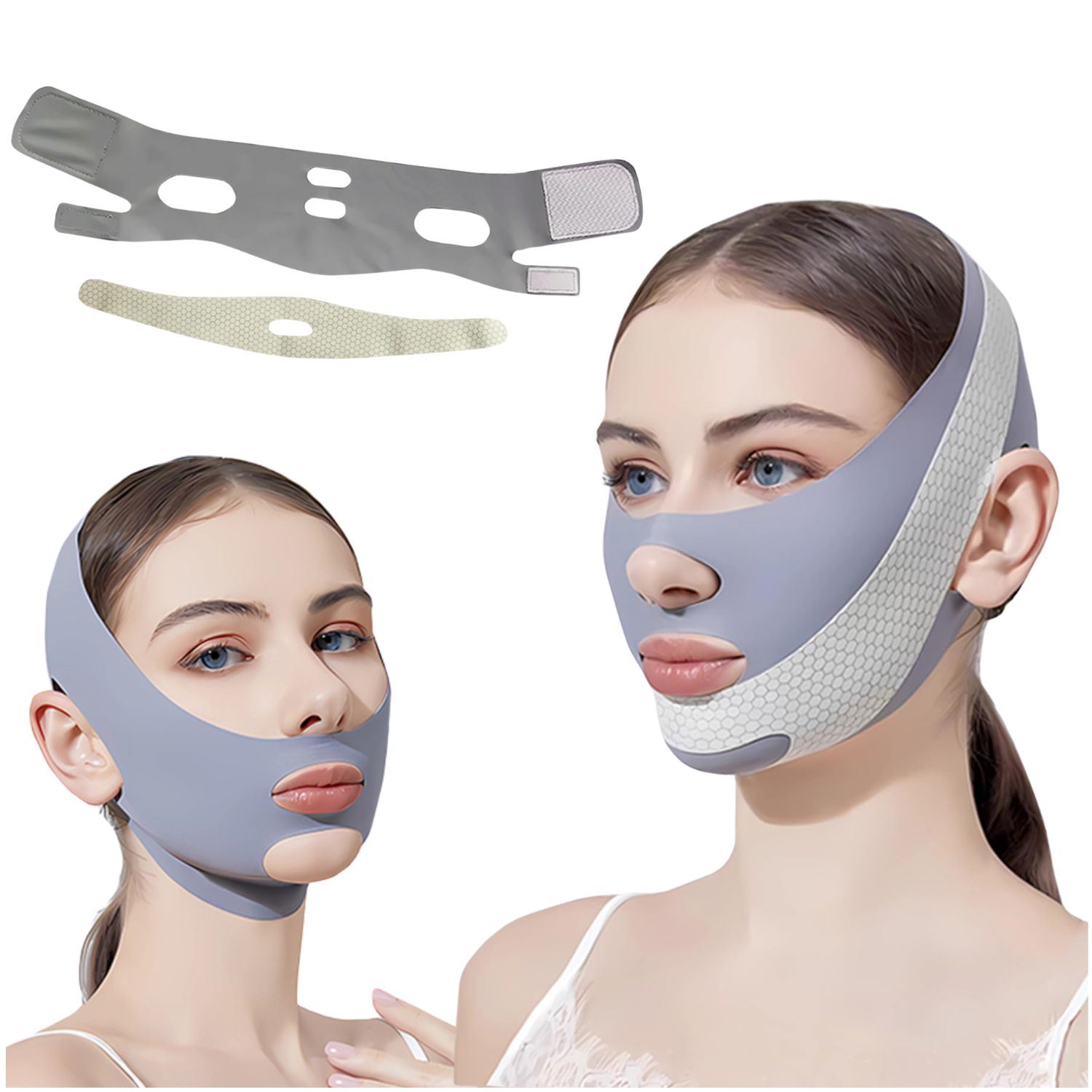 Faja Doble Facial Elevacion de Linea V Adelgazador de Papada 2 en 1