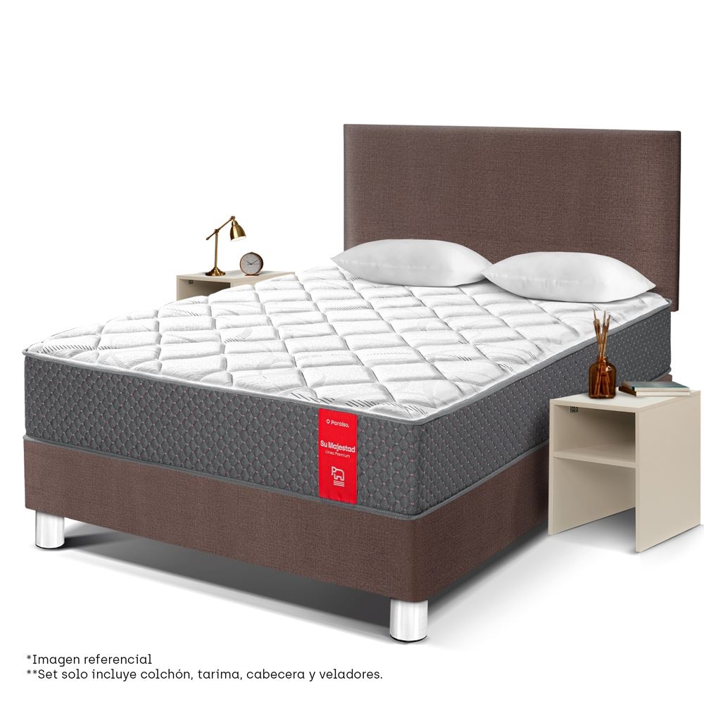 Juego de dormitorio Paraíso Su Majestad de Lujo 2PLZ + Velador Repisa Chocolate