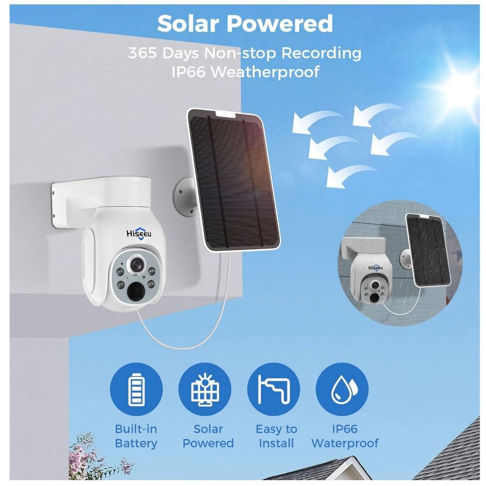 Hiseeu cámara de seguridad solar para exteriores