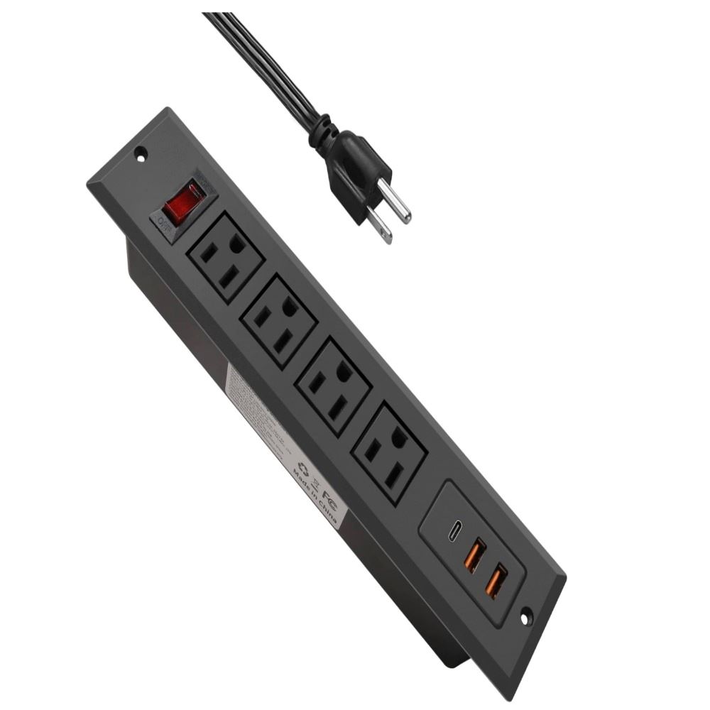 Tomacorriente Bayu empotrada para escritorio, Negro