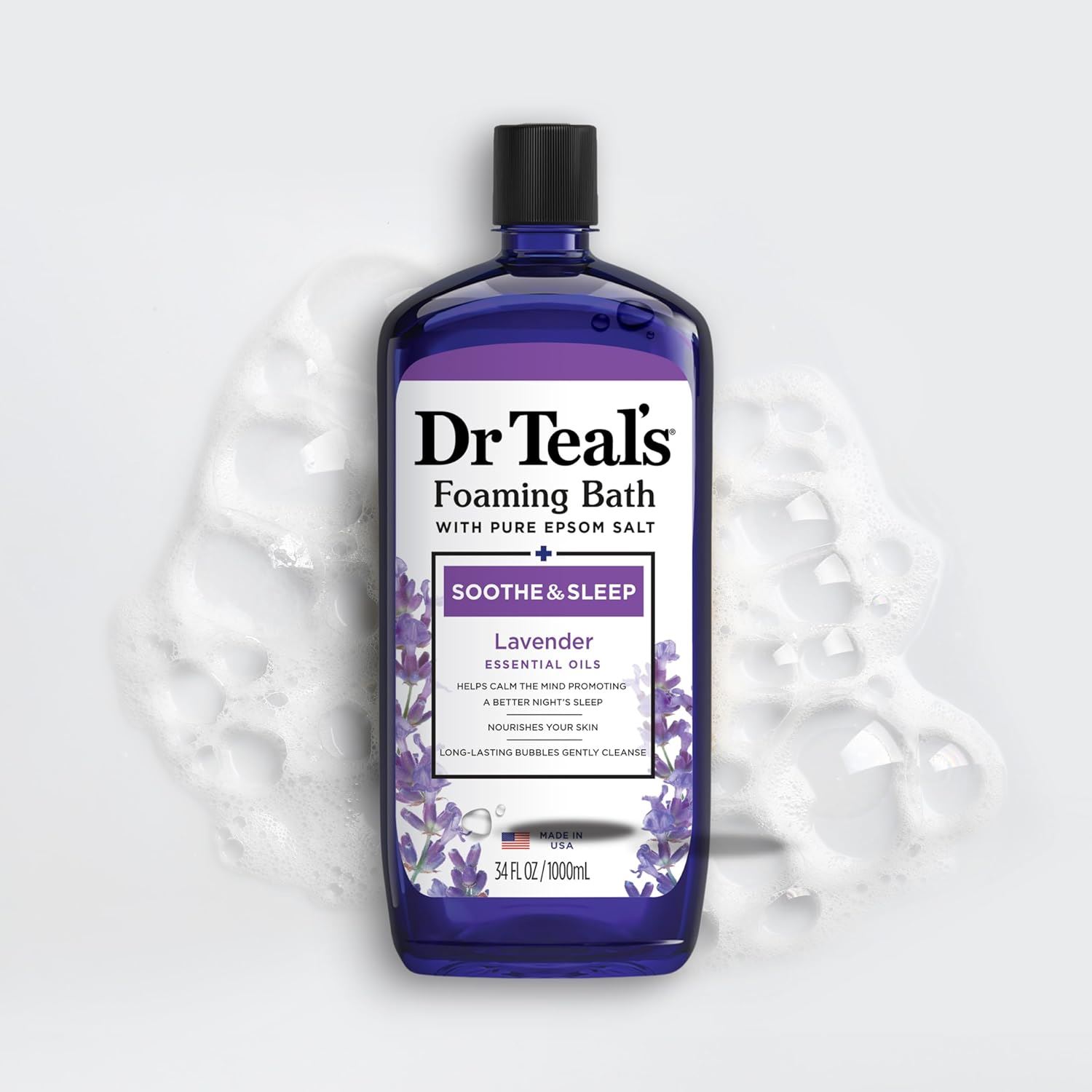 Dr Teal’s Foaming Bath Soothe & Sleep Lavender | Baño Espumoso con Sales Epsom | 1000 ml
