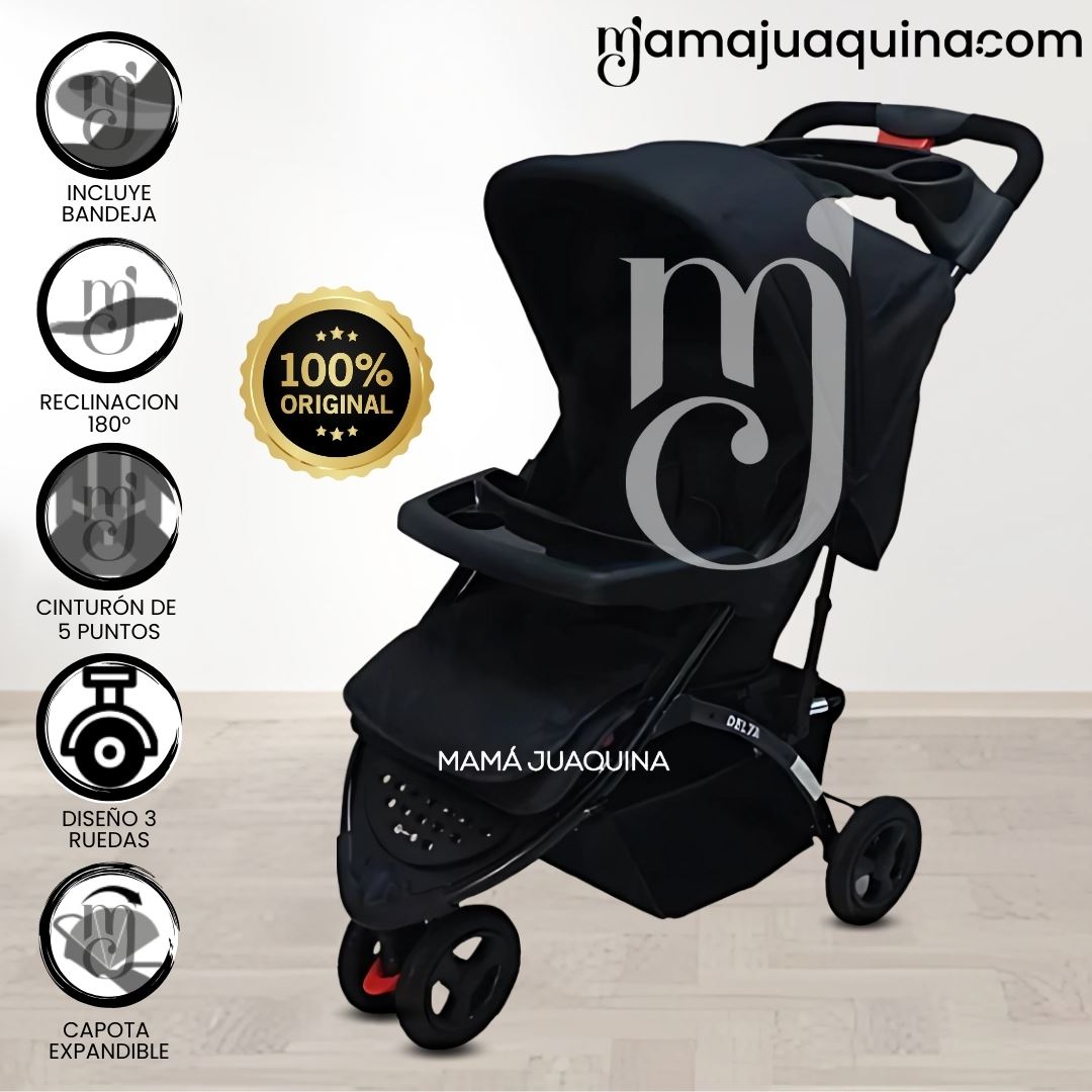 Coche Cuna Deportivo 3 ruedas «DELTA SPORT» Black