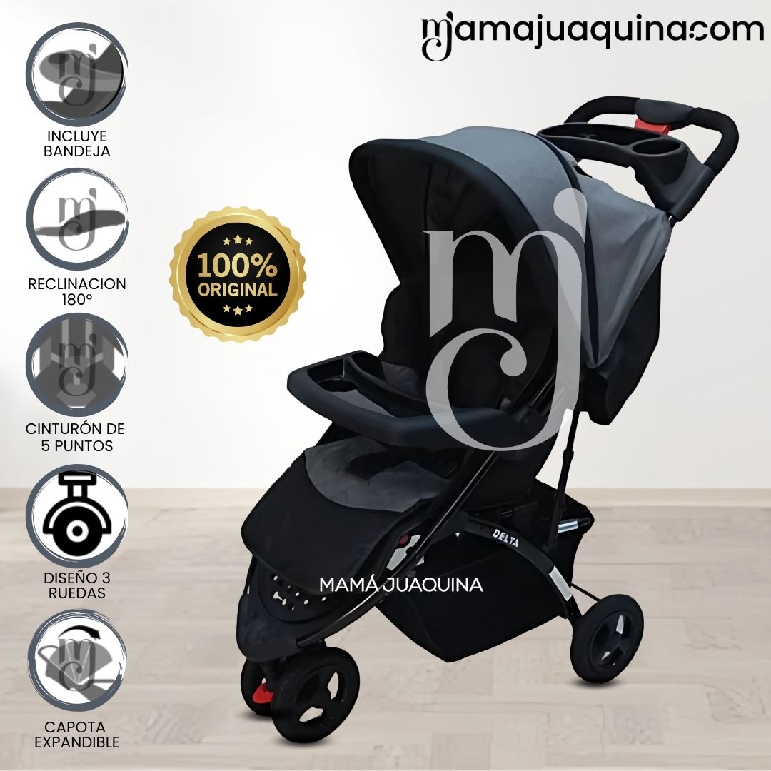 Coche Cuna Deportivo 3 ruedas «DELTA SPORT» Gray