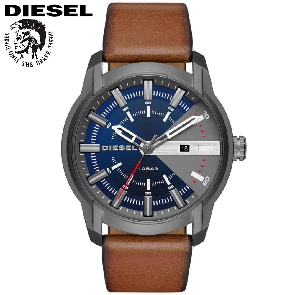 Reloj Diesel Ambar DZ1784 Fecha Acero Inoxidable Gunmetal Dial Azul