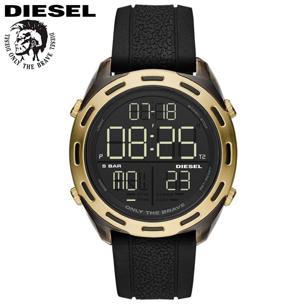 Reloj Diesel Crusher DZ1901 Cronómetro Alarma Luz de Fondo Correa Silicona Negro