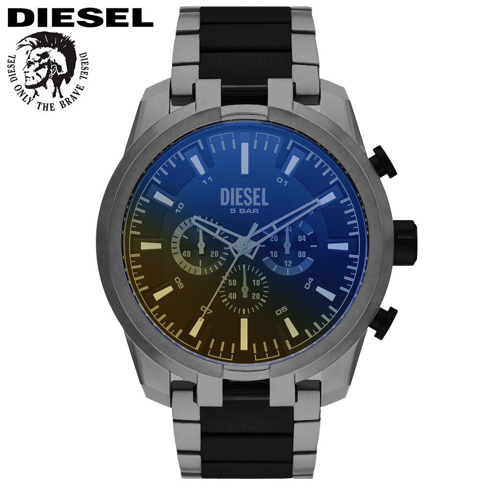 Reloj Diesel Split DZ4587 Cronómetro Acero Inoxidable Gunmetal Cristal Iridiscente