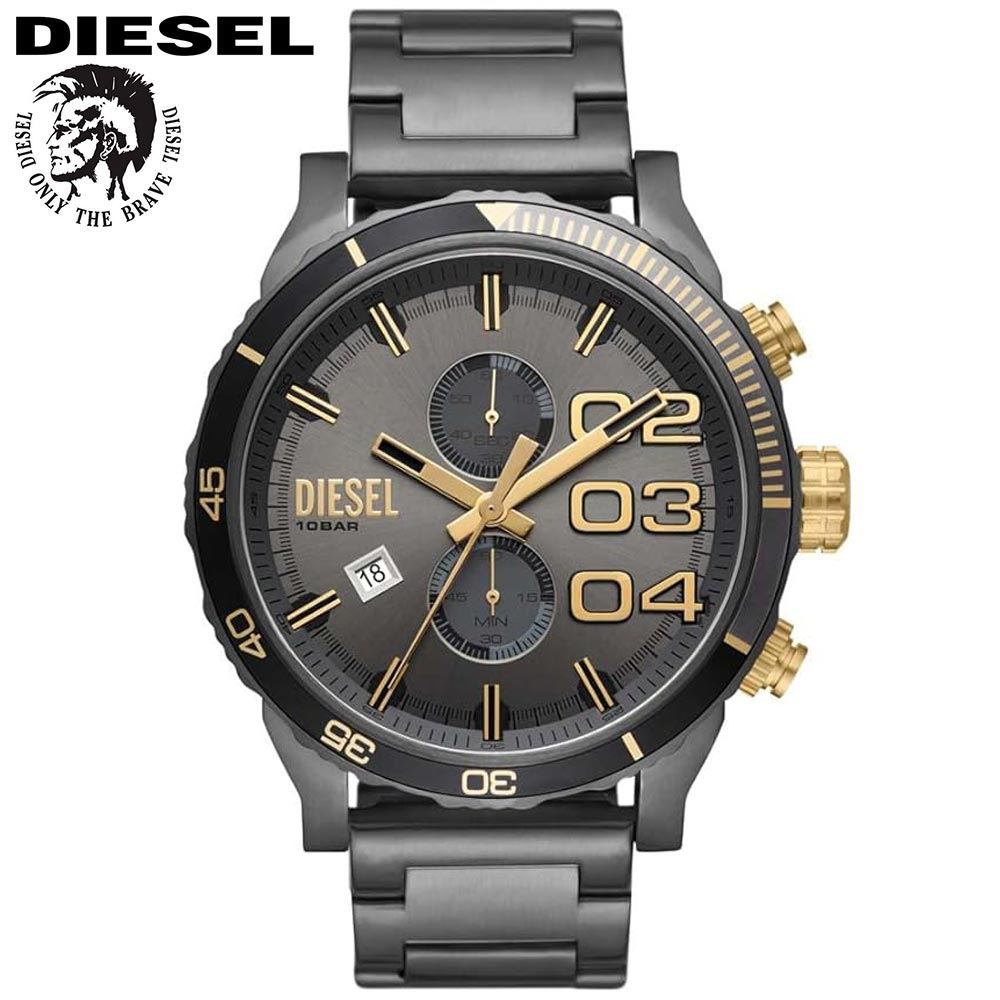 Reloj Diesel Double Down DZ4614 Fecha Cronómetro Acero Inoxidable Gunmetal Dorado