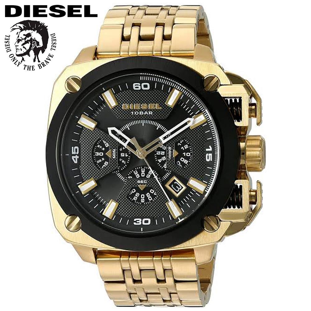 Reloj Diesel BAMF DZ7378 Fecha Cronómetro Acero Inoxidable Dorado Dial Negro