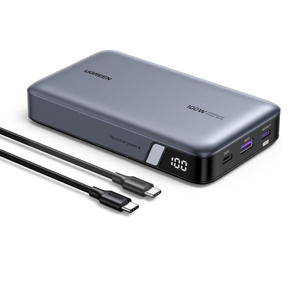 Power Bank UGREEN 20000mAh 100W Con Carga Rápida Laptops Tipo C Tablets Telf