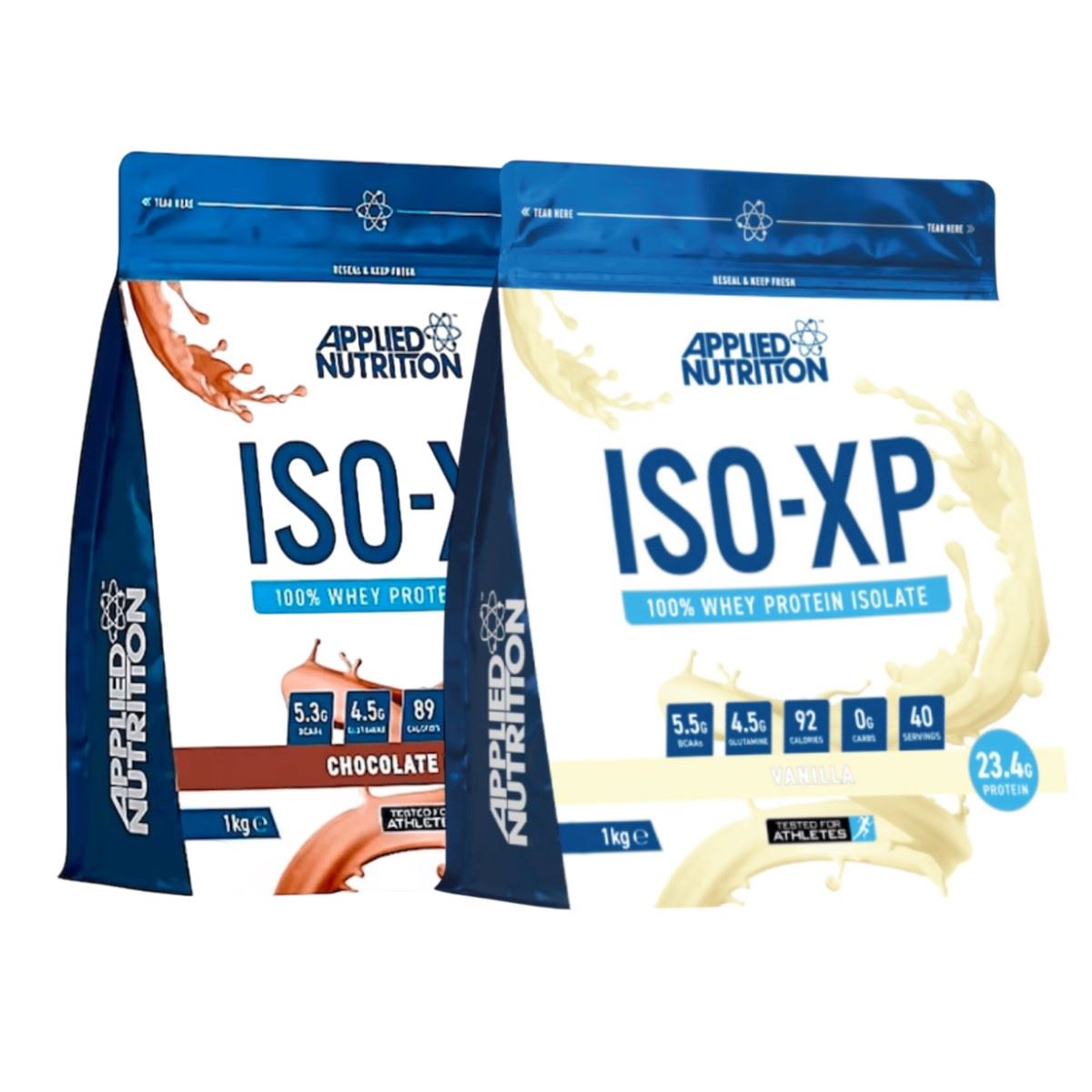 Pack X2 Proteínas Applied Nutrition ISO-XP 1kg Sabor Vainilla y Chocolate