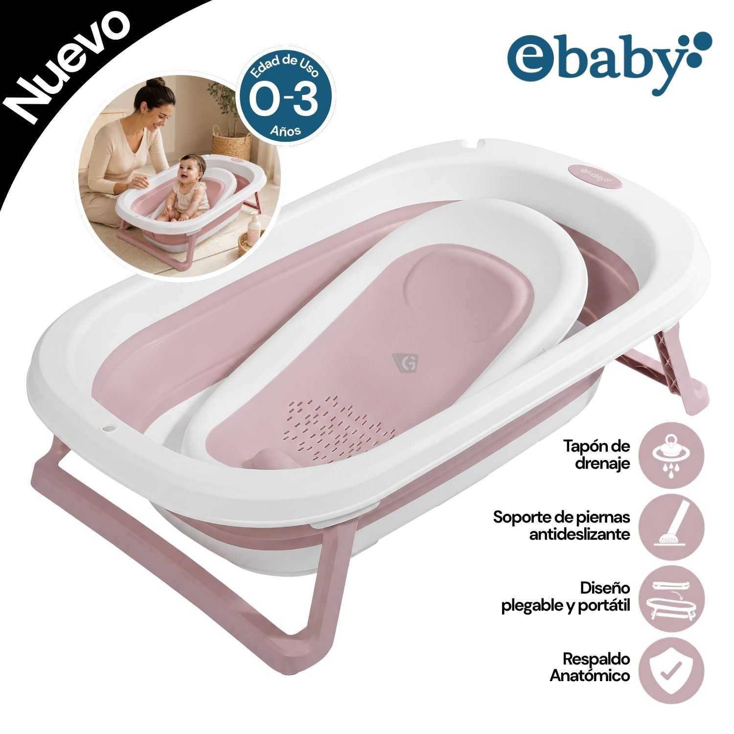 Bañera Ebaby LALA Rosa- EB824