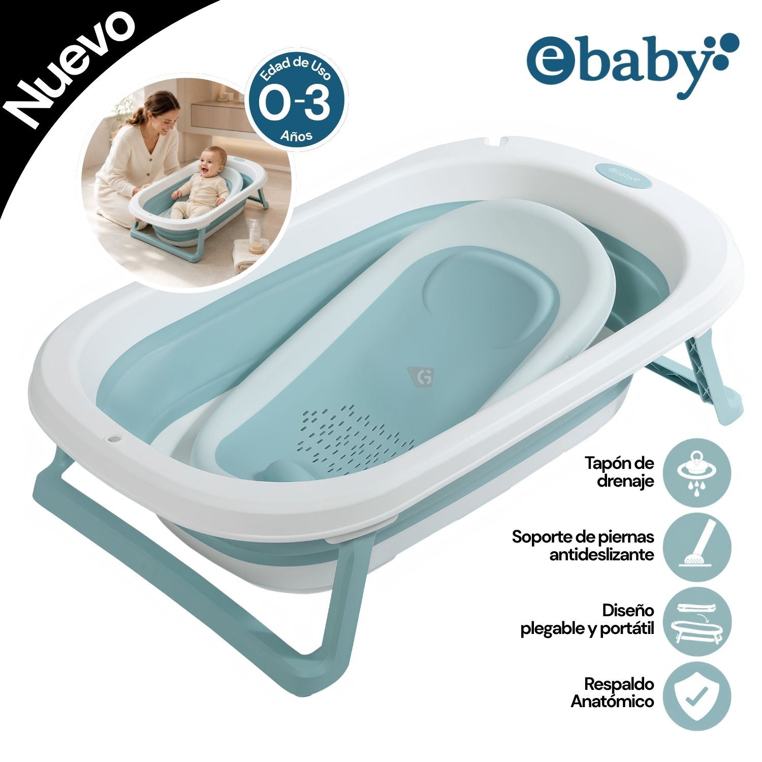 Bañera Ebaby LALA Celeste- EB824