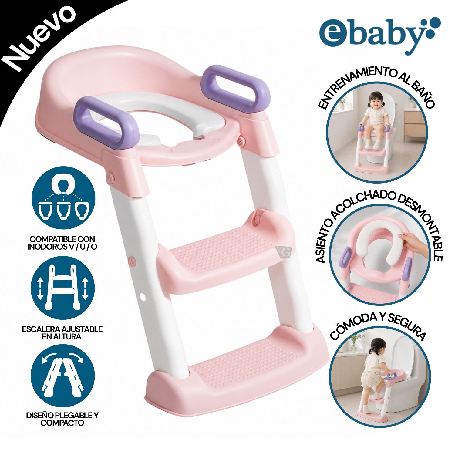 Escalera de baño Ebaby - EB 903-1 Rosada