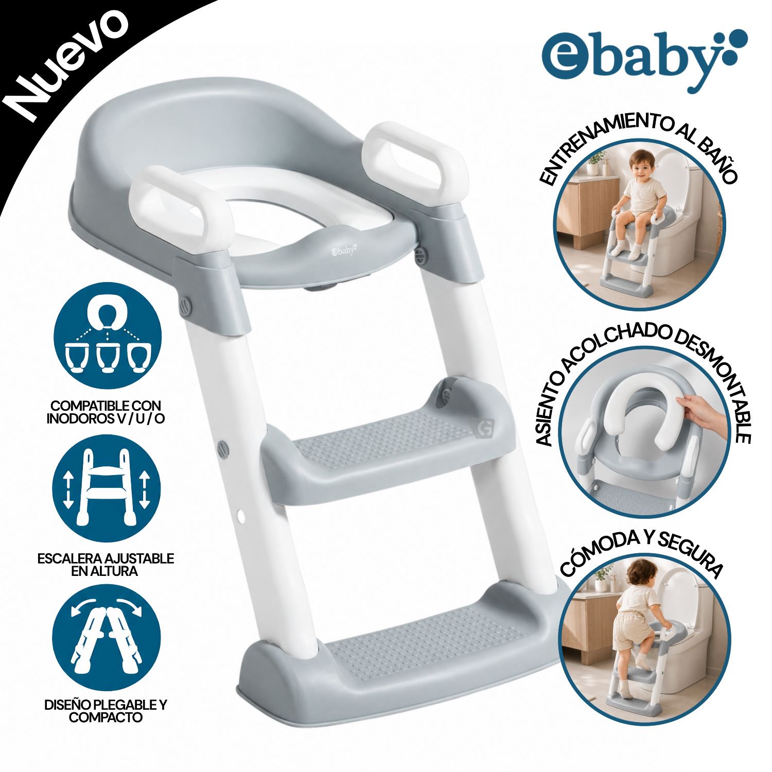 Escalera de baño Ebaby - EB 903-1 Gris