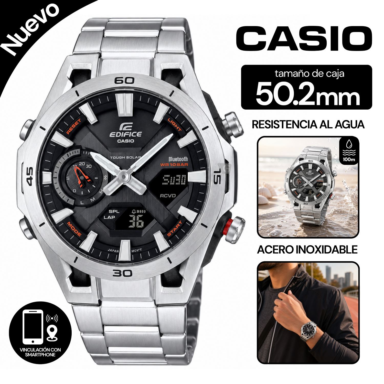 Reloj Casio Edifice Para Hombre ECB-2300D-1ADF