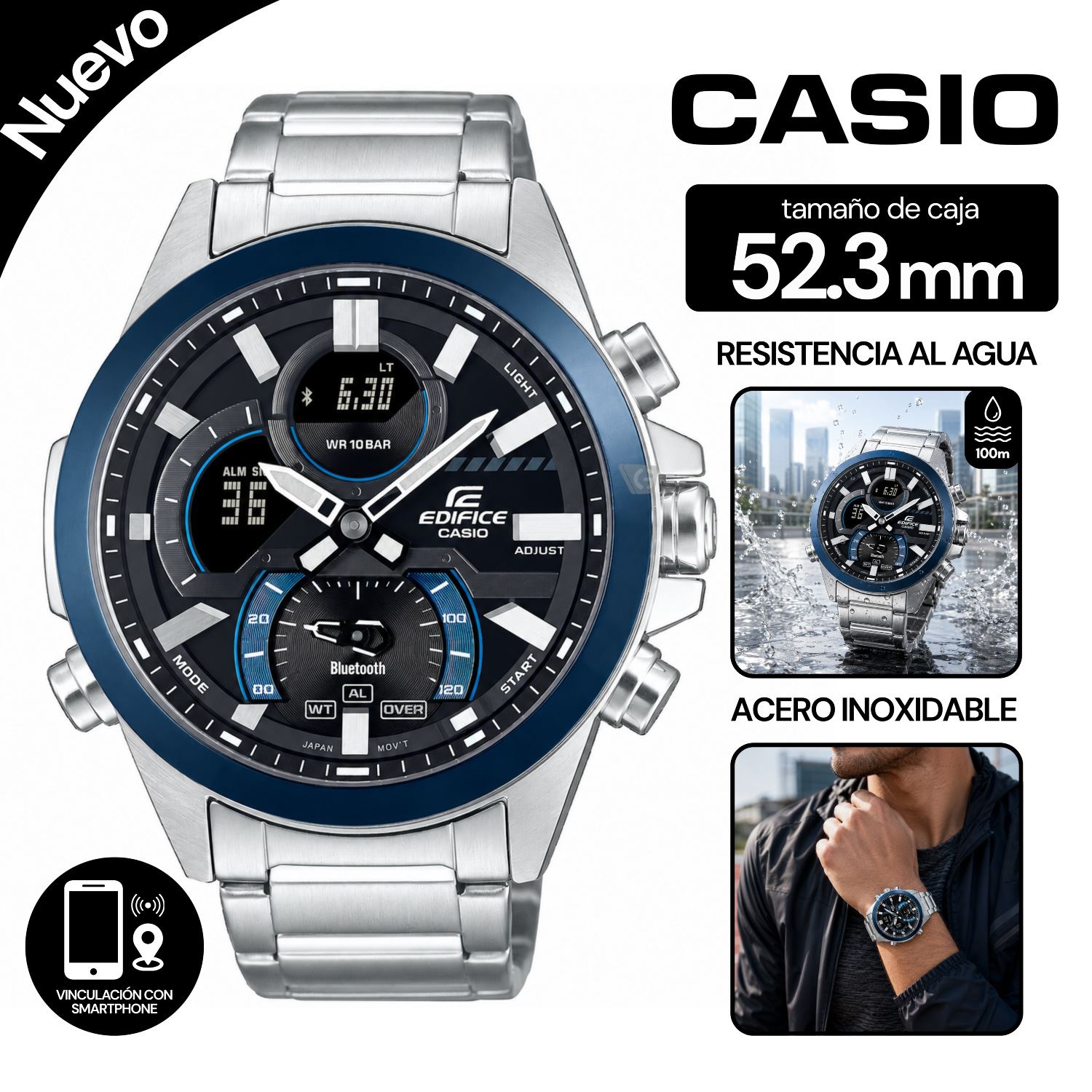 Reloj Casio Edifice Para Hombre ECB-30DB-1A