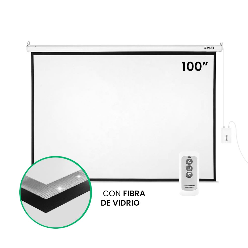 Ecran Eléctrico Evox de 100 Pulgadas con Fibra de Vidrio