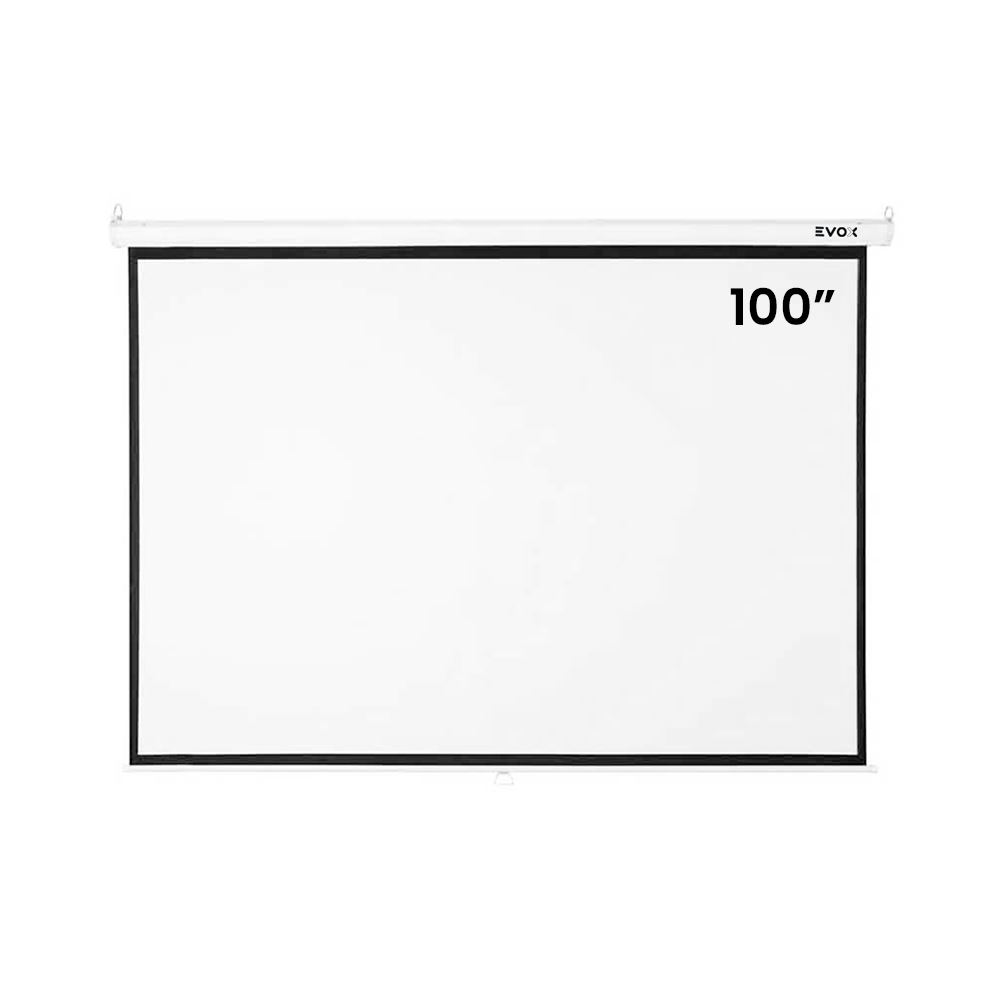 Ecran Pantalla para Proyector 100" Manual Retráctil Blanco Mate