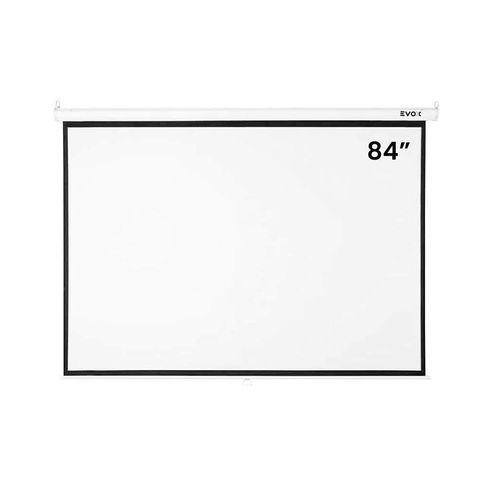 Ecran Pantalla para Proyector 84″ Manual Retráctil Blanco Mate