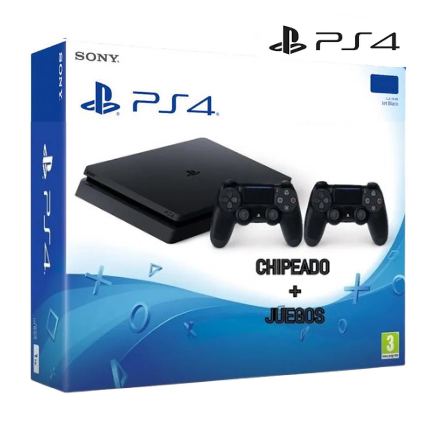 PlayStation PS4 SLIM SONY 100 grabados JUEGOS 1TB con 2 mandos - REACONDICIONADO