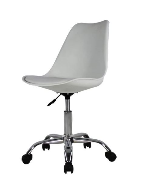 SILLA DE OFICINA EJECUTIVA ERGONÓMICA OV-EMA ASIENTO TAPIZADO CUERO BLANCO
