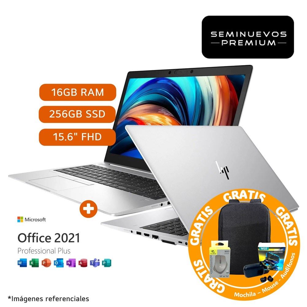 LAPTOP HP ELITEBOOK 850 G6 15.6” FHD INTEL Ci7 GEN 8 16GB RAM 256GB SSD W11 PRO SEMINUEVA + OFFICE 2021 ORIGINAL + COMBO PARA LAPTOP GRATIS