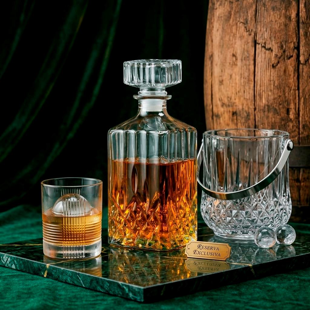 Jgo 8pc Hielera + Vasos cortos 330ml + Whiskera, Cadamada, Brandy, Escoces. 970ml 23*9.4