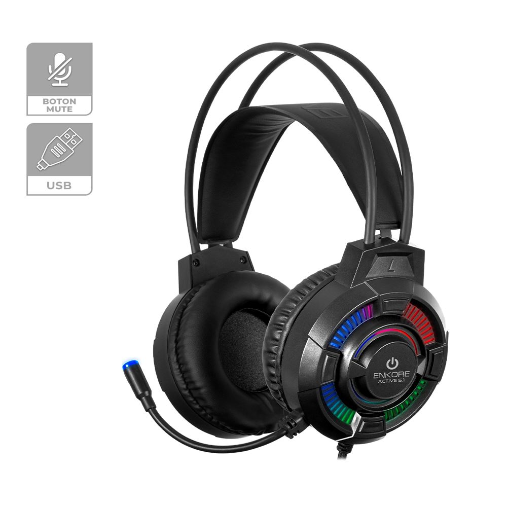 AUDIFONO ENKORE GAMER EKHG1004U RAINBOW 5.1 USB