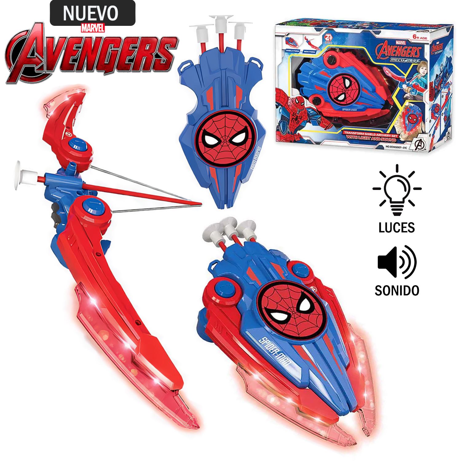 Juguete Set de Arco con Escudo de Spiderman con Luz y Sonido